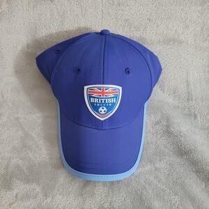 British soccer cap strap back dad hat challenger sports blue